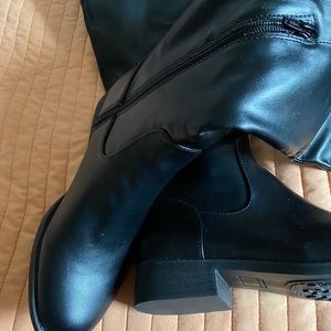 Sun and Stone Black pleather over the knee boots. Brand new